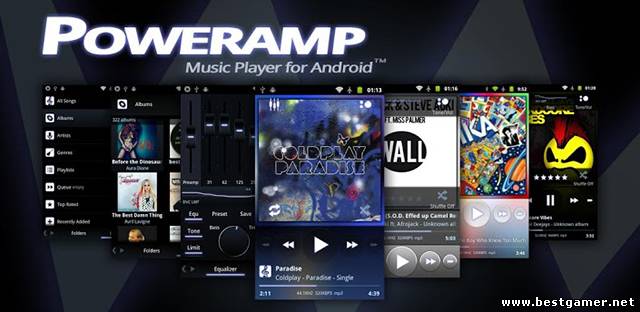 (Android 2.1+)Poweramp (+16 Скинов) [Multimedia, Music Player] (2.0.8 build 525) [RUS]