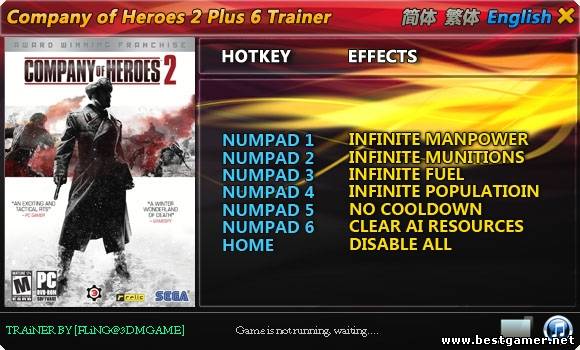 Company of Heroes 2: Трейнер/Trainer (+6) [All Versions] {FLiNG}