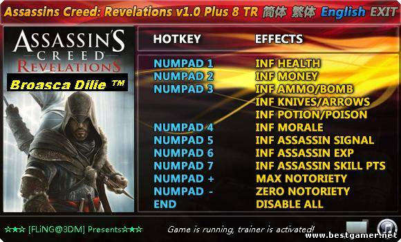 Assassin&#39;s Creed: Revelations v1.0 + 8 Trainer