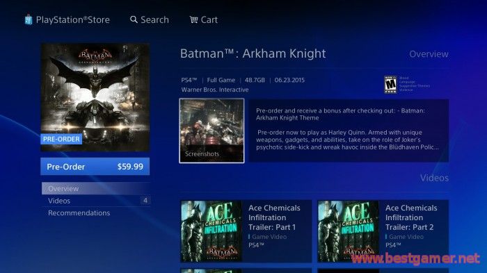 Batman: Arkham Knight будет занимать на жёстком диске  48.7 Гб